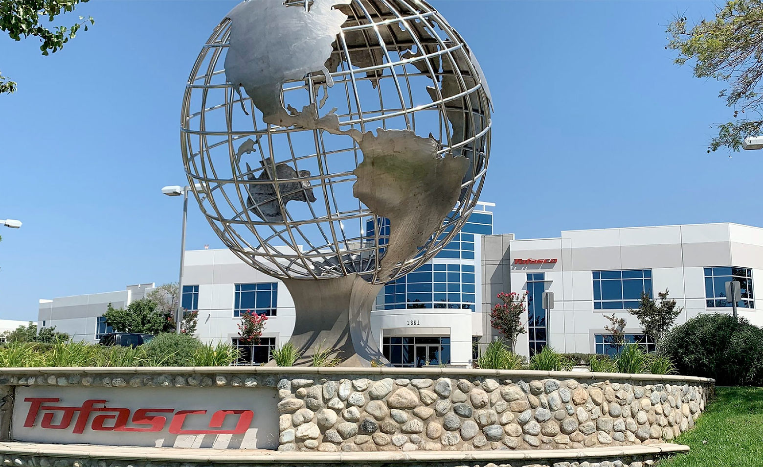Tofasco office and globe sculpture